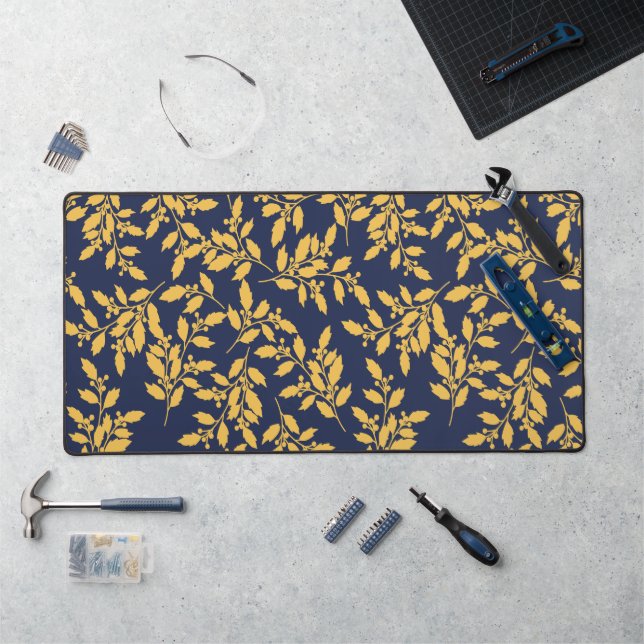 Vintage Golden Mistletoe Desk Mat (Workstation)