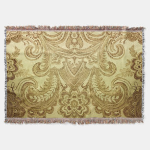 Vintage Golden Paisley Iraqi Classic    Throw Blanket
