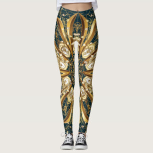 Vintage golden pattern, classic oriental design. leggings