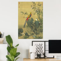 Vintage Golden Pheasant in Spring Garden Art