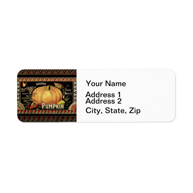 Vintage Golden Pumpkin Crate Label: Antique Fall (Front)