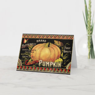 Vintage Golden Pumpkin Crate Label: Antique Fall Card