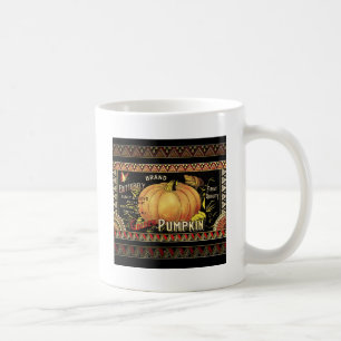 Vintage Golden Pumpkin Crate Label: Antique Fall Coffee Mug