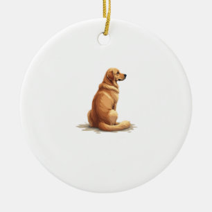 Vintage Golden Retriever Back View Dog Lover Illus Ceramic Tree Decoration