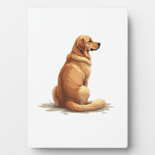 Vintage Golden Retriever Back View Dog Lover Illus Plaque