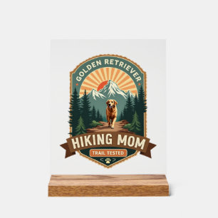 Vintage Golden Retriever Hiking Mum Trail Tested M Acrylic Sign