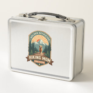 Vintage Golden Retriever Hiking Mum Trail Tested M Metal Lunch Box