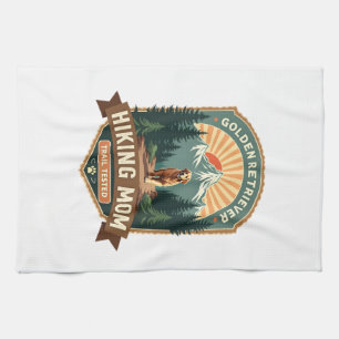 Vintage Golden Retriever Hiking Mum Trail Tested M Tea Towel