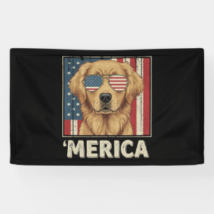Vintage Golden Retriever 'Merica Flag Banner
