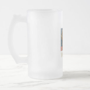 Vintage Golden Retriever 'Merica Flag Frosted Glass Beer Mug