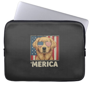 Vintage Golden Retriever 'Merica Flag Laptop Sleeve