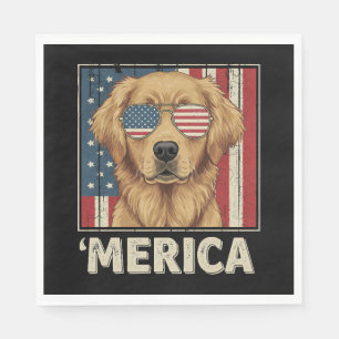 Vintage Golden Retriever 'Merica Flag Napkin