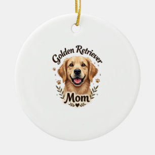 Vintage Golden Retriever Mom Dog Lover Typography  Ceramic Tree Decoration