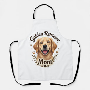 Vintage Golden Retriever Mum Dog Lover Typography  Apron