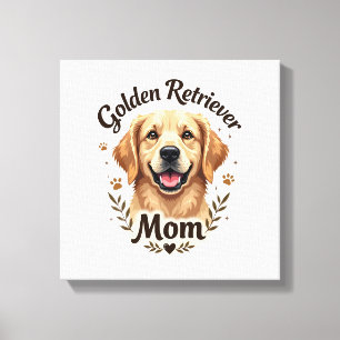 Vintage Golden Retriever Mum Dog Lover Typography Canvas Print