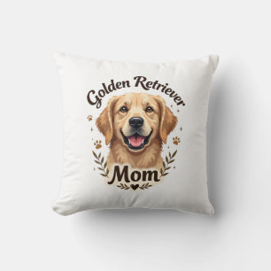 Vintage Golden Retriever Mum Dog Lover Typography Cushion