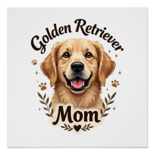 Vintage Golden Retriever Mum Dog Lover Typography Poster