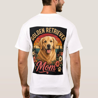 Vintage Golden Retriever Mum Floral Sunset Dog Lov T-Shirt