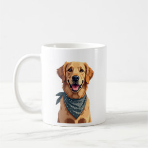 Vintage Golden Retriever Portrait with Colorful Ba Coffee Mug