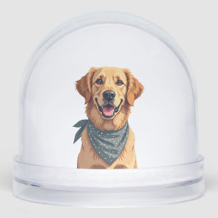Vintage Golden Retriever Portrait with Colorful Ba Snowglobe