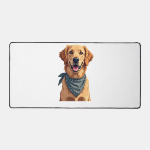Vintage Golden Retriever Portrait with Colourful B Desk Mat