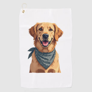 Vintage Golden Retriever Portrait with Colourful B Golf Towel
