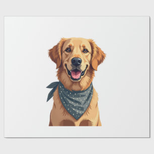 Vintage Golden Retriever Portrait with Colourful B Wrapping Paper
