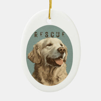 Vintage Golden Retriever Rescue Dog Portrait  Ceramic Tree Decoration