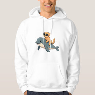 Vintage Golden Retriever Riding Beluga Whale Funny Hoodie