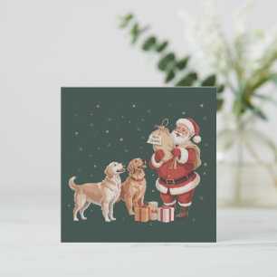 Vintage Golden Retriever Santa Christmas Dog Mom Holiday Card