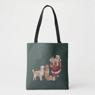 Vintage Golden Retriever Santa Christmas Dog Mom Tote Bag
