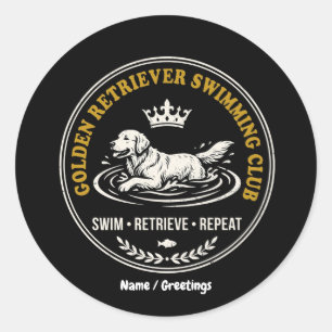 Vintage Golden Retriever Swimming Club Retro Dog Classic Round Sticker