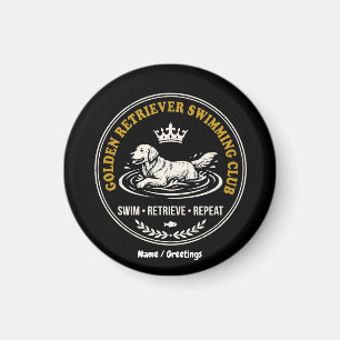Vintage Golden Retriever Swimming Club Retro Dog Magnet