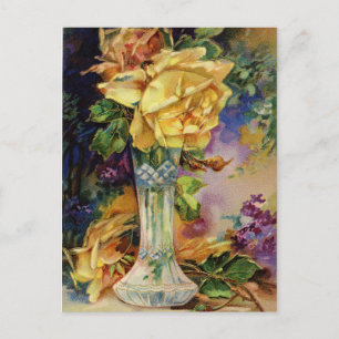 Vintage Golden Rose Postcard