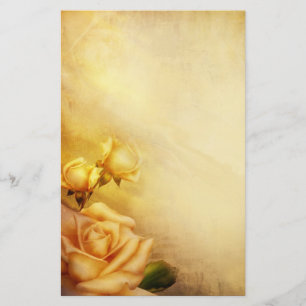 Vintage golden roses stationery
