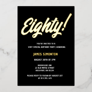 Vintage Golden Script 80th Birthday Party