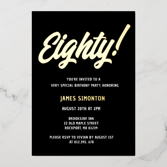 Vintage Golden Script 80th Birthday Party (Front)