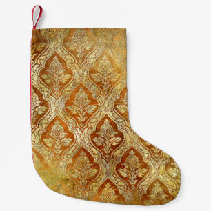 vintage golden shabby background small christmas stocking