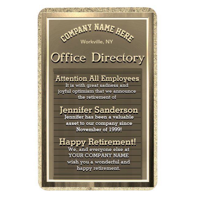 Vintage Golden Sign Retirement Gift Magnet (Vertical)