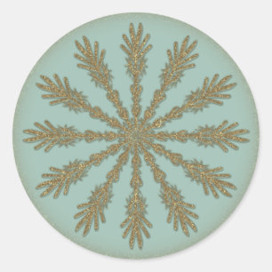 Vintage Golden Snowflake 1 Classic Round Sticker