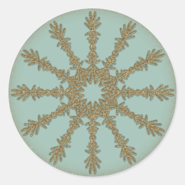 Vintage Golden Snowflake 3 Classic Round Sticker (Front)