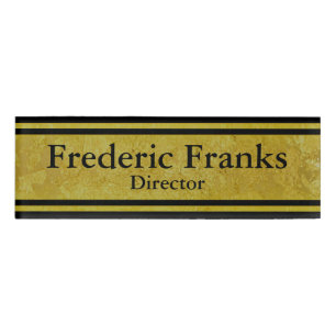 Vintage Golden Stripes - black + your ideas Name Tag