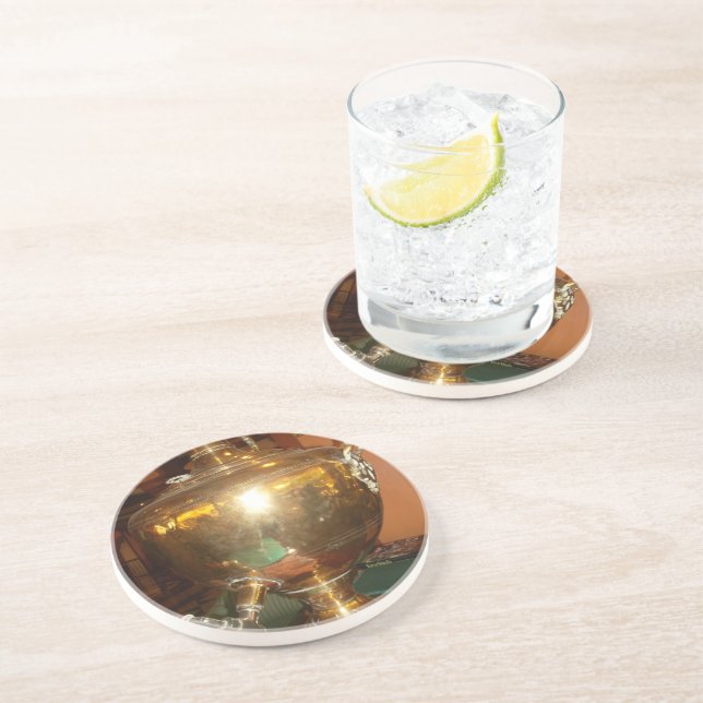 Vintage Golden Tea Pot Wall Art & Print Coaster (Side)