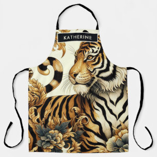Vintage Golden Tiger Painting Apron