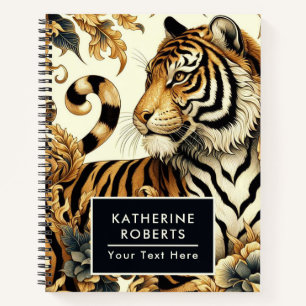 Vintage Golden Tiger Painting Notebook