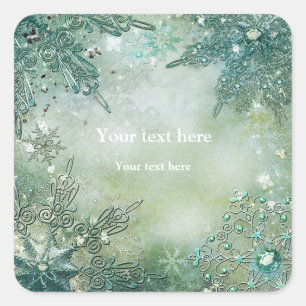 Vintage Golden Winter Snowflakes Sticker Label