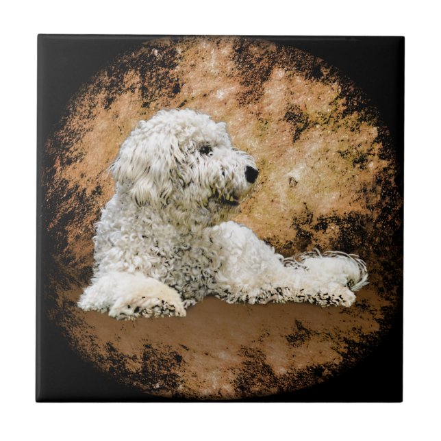 Vintage Goldendoodle Dog Tile (Front)