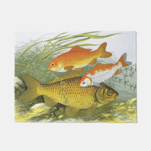 Vintage Goldfish Koi Fish, Marine Aquatic Sea Life Doormat