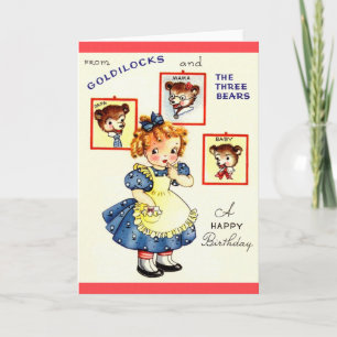 Vintage Goldilocks And Three Bears Birthday Card