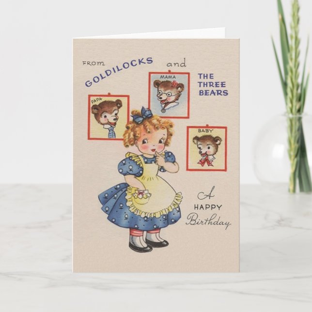 Vintage Goldilocks And Three Bears Birthday Card (Front)
